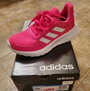 Girls Adidas pink and white shoe